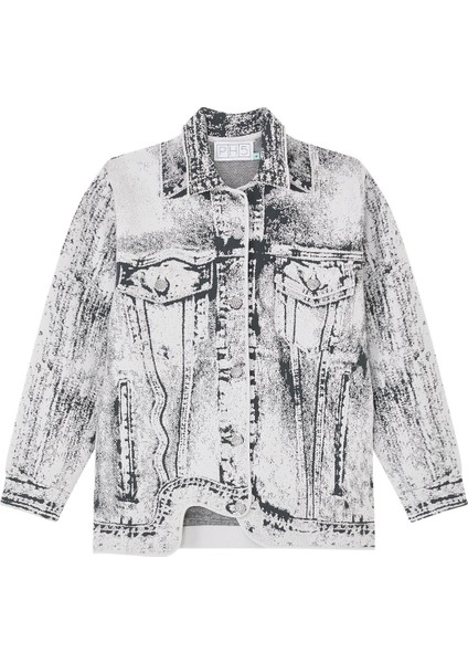 Hana Denim Desenli Oversize Ceket