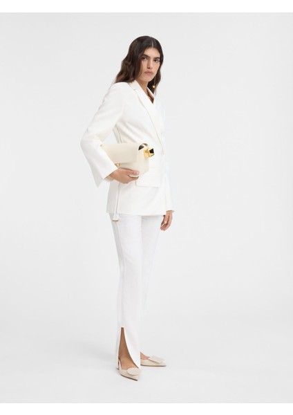Modern Crossover Double Breasted Blazer Yapılandırılmış Omuzlu Fitted Ceket modelleri