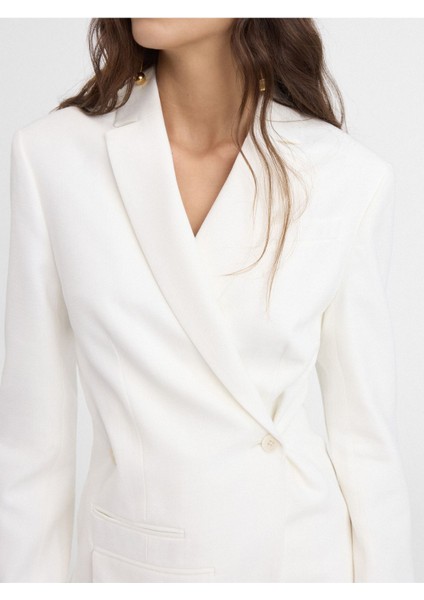 Modern Crossover Double Breasted Blazer Yapılandırılmış Omuzlu Fitted Ceket indirimleri