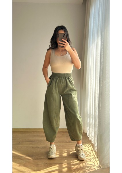Gabardin Balon Paça Pantolon