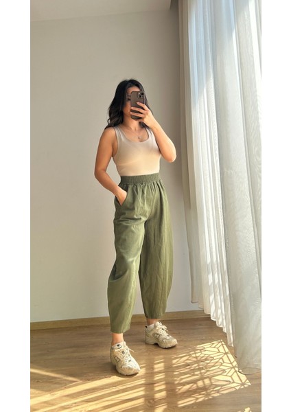 Gabardin Balon Paça Pantolon