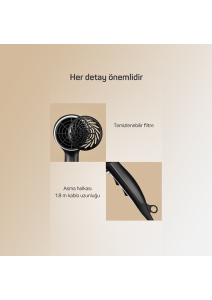 2200 Watt Difüzör Başlıklı Saç Kurutma Makinesi