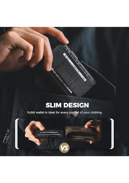 Slim Deri Cüzdan, Rfıd Korumalı, Para Klipsli, Pop-Up Kart Mekanizmalı Kartlık