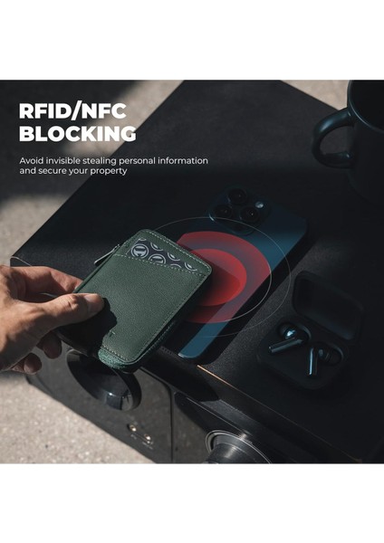 Rfıd Korumalı Deri Kartlık, Minimalist Cüzdan, Fermuarlı, 10 Kart Kapasiteli