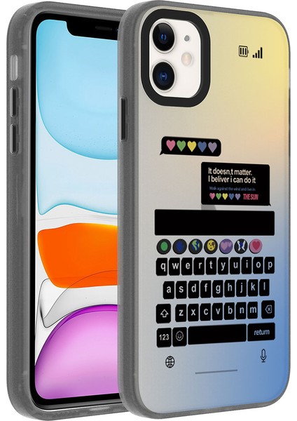 iPhone 11 Uyumlu Desenli Rntc Dragon Sert Kapak-Klavye