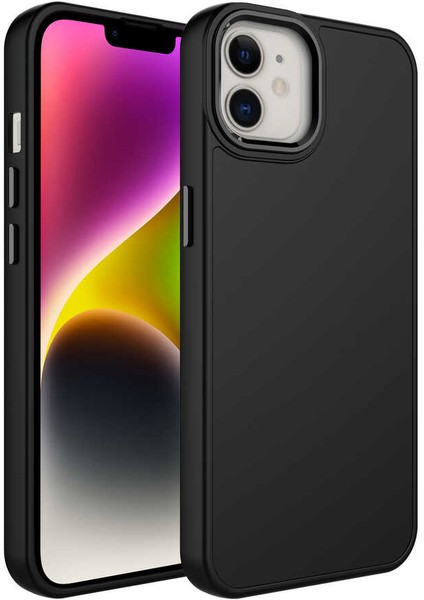 Apple iPhone 12 Uyumlu Metal Çerçeve ve Buton Tasarımlı Silikon Rntc Luna Kapak-Lila