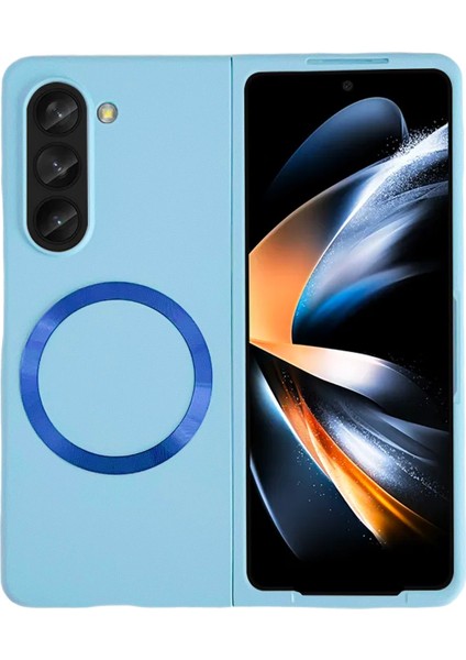 Samsung Galaxy Z Fold 5 Kılıf Mata Fold Kapak - Sierra Blue Zngzr