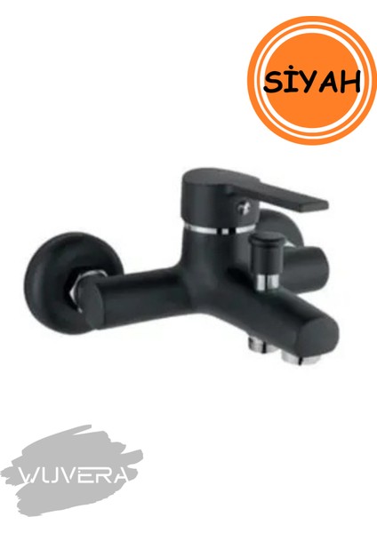 Siyah Delta Serisi Banyo Bataryası – Mat Siyah, Dayanıklı, Duvar Montajlı Banyo Bataryası
