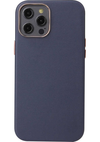 Apple iPhone 12 Pro Uyumlu Rntc Leathersafe Wireless Kapak-Lacivert
