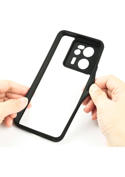 Xiaomi Mi 13T Pro Kılıf Kamera Korumalı Şeffaf Arka Yüzey Rntc New Roll Kapak-Siyah