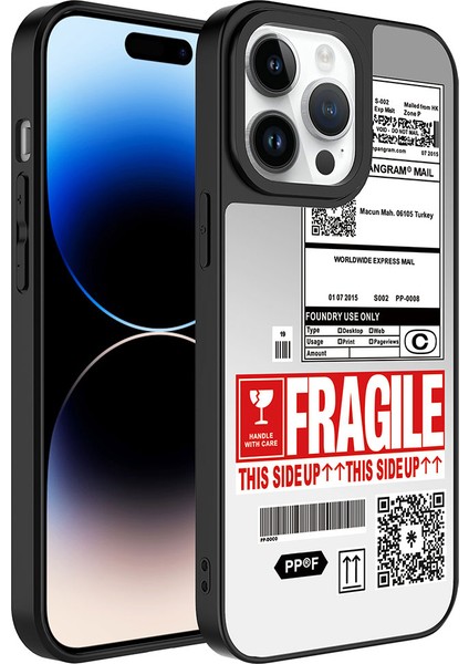 iPhone 14 Pro Uyumlu Aynalı Desenli Kamera Korumalı Parlak Rntc Mirror Kapak-Fragile