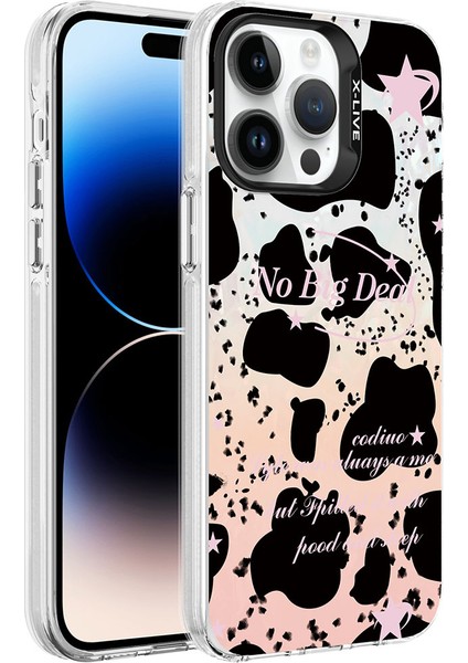 iPhone 14 Pro Uyumlu Mermer Desenli Rntc Marbello Kapak-Siyah-Beyaz
