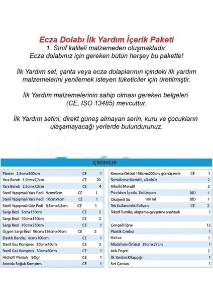 Deprem Çantası Acil Afat ve Ilk Yardım Seti Suya ve Kırılmaya Dayanıklı Özel Çantalı 90 Parça