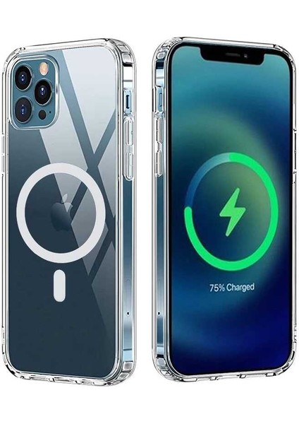 Apple iPhone 12 Pro Max Kılıf Rntc Tacsafe Wireless Kapak-Renksiz
