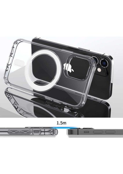 Apple iPhone 12 Pro Max Kılıf Rntc Tacsafe Wireless Kapak-Renksiz