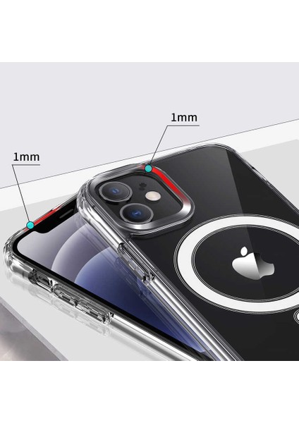 Apple iPhone 12 Pro Max Kılıf Rntc Tacsafe Wireless Kapak-Renksiz
