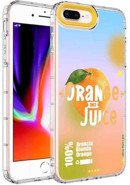 Apple iPhone 8 Plus Uyumlu Kamera Korumalı Renkli Desenli Sert Silikon Rntc Korn Kapak-No3