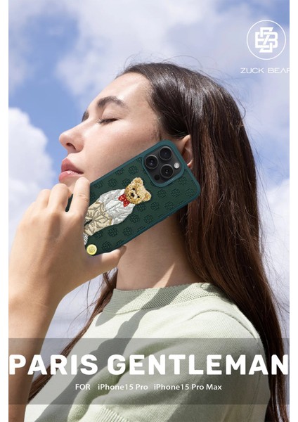 Zuckbear Apple iPhone 15 Pro Paris Gentleman Kapak - Bag Zngzr