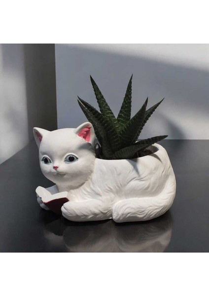 Kedi Figürlü Mumluk, Saksı ,sukulent Saksısı Dekoratif Takı Yüzük Saklama Alanı