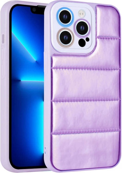 Apple iPhone 13 Pro Max Uyumlu Kamera Korumalı Airbagli Renkli Rntc Seksek Kapak-Mor