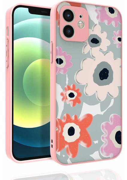 Apple iPhone 12 Uyumlu Desenli Kamera Korumalı Parlak Rntc Nora Kapak-No5