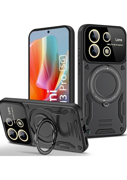 Xiaomi Redmi Note 13 Pro 5g Kılıf Joy Lens Standlı Kapak - Siyah Zngzr