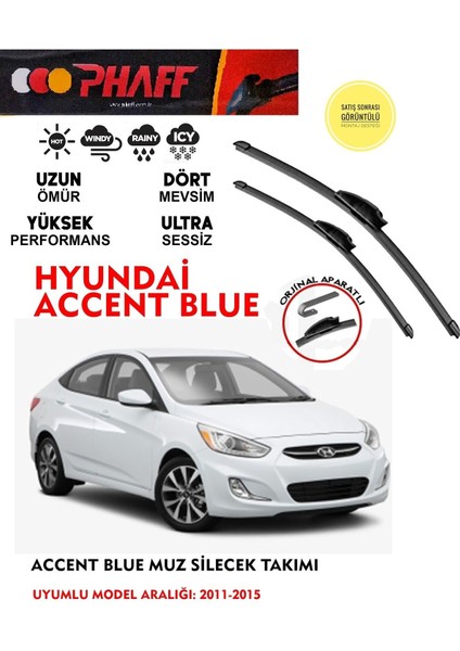 Hyundai Accent Blue Silecek Silgeç Takımı 2014 Model Araca Özel Aparat