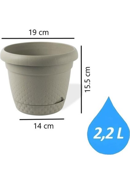 KRS-342 Dekoratif Inci Bitki Çiçek Saksı Takımı 2.2 Litre No 2