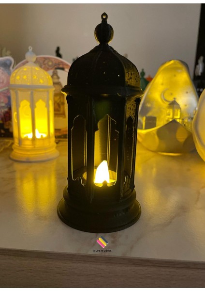 Ramazan Feneri - (Tealight LED Hediyeli ) Fanos Ev Ofis Süsü Hoşgeldin Ramazan Işık Modern Dekorati