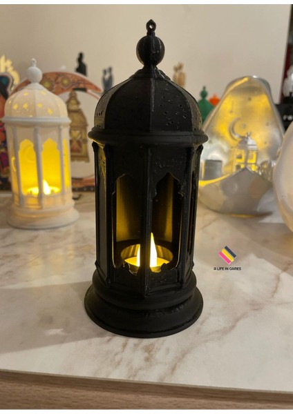 Ramazan Feneri - (Tealight LED Hediyeli ) Fanos Ev Ofis Süsü Hoşgeldin Ramazan Işık Modern Dekorati fırsatları