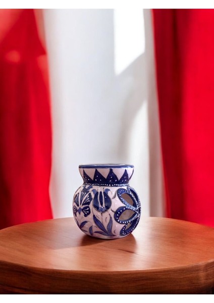 Mavi Çiçek Desenli El Yapımı Çini Buhurdanlık fiyatları