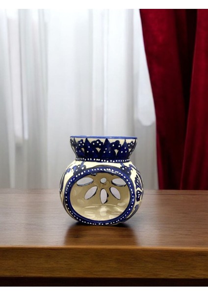 Mavi Çiçek Desenli El Yapımı Çini Buhurdanlık fırsatları