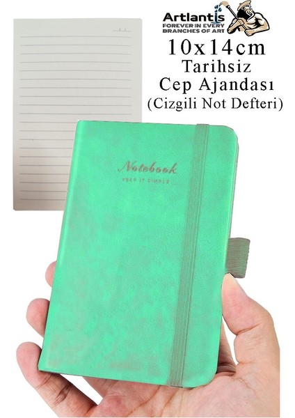 Sert Kapak Tarihsiz Ajanda 10X14 cm 1 Adet Sert Kapak Lastikli Not Defteri Cep Ajandası Çizgili Kalem Tutuculu Thermo