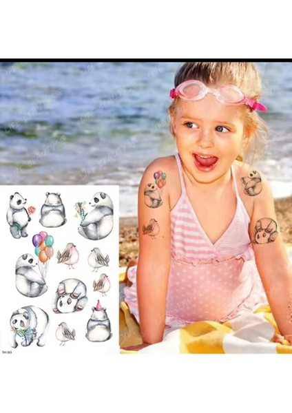 Panda Model Çocuk Geçici Dövme Tattoo