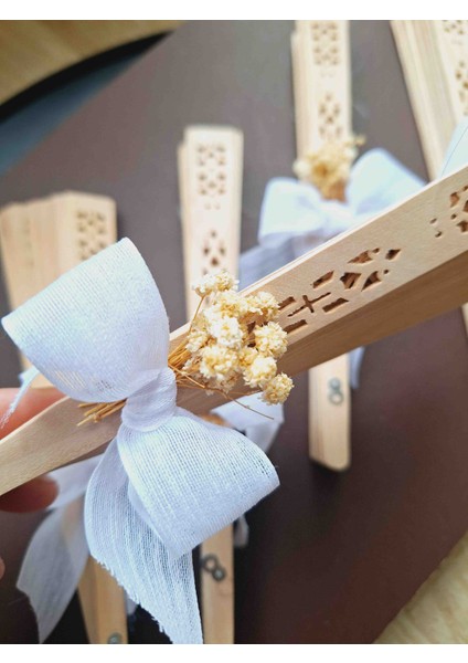 Kına Hediyesi Ahşap Yelpaze 22 cm 10 Adet