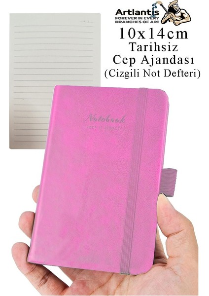 Sert Kapak Tarihsiz Ajanda 10X14 cm 1 Adet Sert Kapak Lastikli Not Defteri Cep Ajandası Çizgili Kalem Tutuculu Thermo