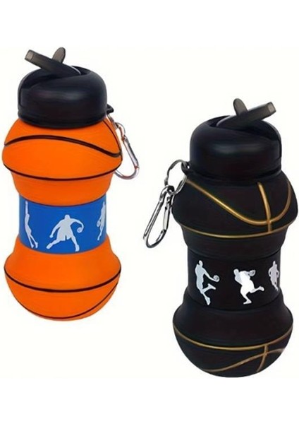 Basketbol topu tasarımlı akordiyon su şişesi