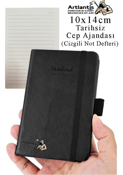 Sert Kapak Tarihsiz Ajanda 10X14 cm 1 Adet Sert Kapak Lastikli Not Defteri Cep Ajandası Çizgili Kalem Tutuculu Thermo