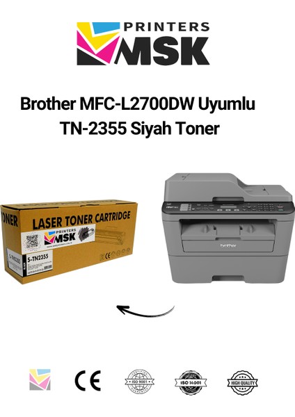 Brother MFC-L2700DW Uyumlu TN-2355 Siyah Toner fiyatları