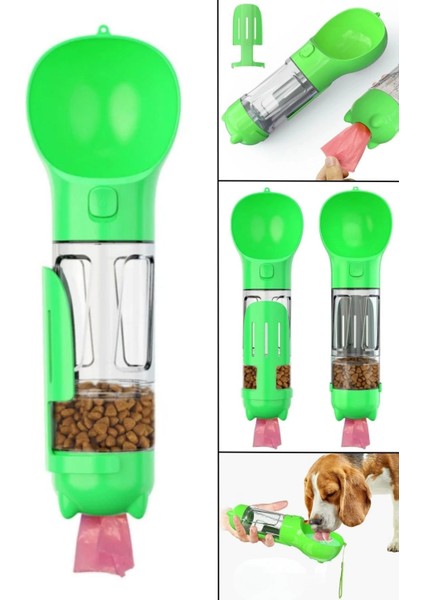 Taşınabilir Hazneli Mama Kaplı ,kaka Poşetli Kedi,köpek SULUĞU-300ML ( Lisinya )
