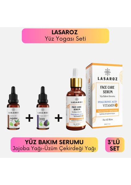 Yüz Yogası Seti Cilt Serumu Jojoba Yağı Üzüm Çekirdeği Yağı Canlandırıcı Yüz Masaj Yağı