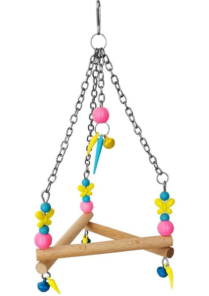Renkli Boncuklu ve Üçgen Zilli Kuş Salıncağı 11-16 cm