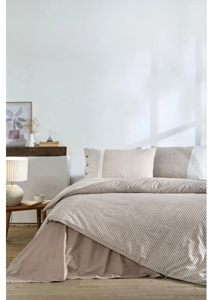 Özdilek Çift Kişilik Ranforce Nevresim Takımı Natural Line Bej