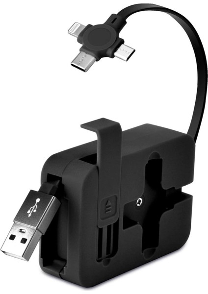 Cep tipi telefon tutuculu makaralı uzayıp kısalabilen 3'ü 1 arada usb şarj kablosu ( lisinya )