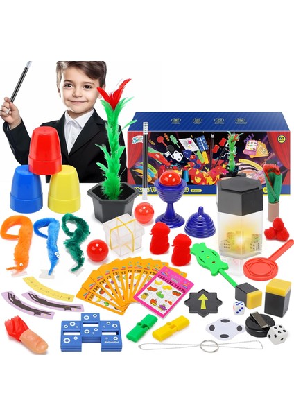 Sihirbazlık Seti - Illüzyon Oyunları Full Set -Kupa-Çoğalan Zar-Baston-Tombala-Çiçek-5 Parça