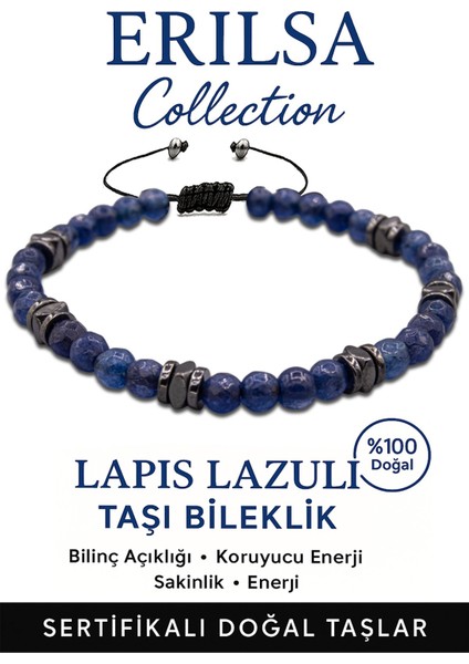 Sertifikalı Ince Model Fasetli Aaa+ Terahertz ve Lapis Lazuli Bileklik – Bilgelik