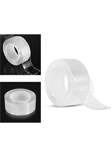 2 Metre x 3 cm Şeffaf Güçlü Nano Çift Taraflı Silikon Jel Yapıştırıcı Bant