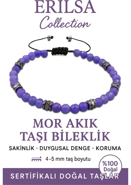 Sertifikalı Fasetli Aaa+ Teraherz ve Mor Akik Ince Model Bileklik – Duygusal Denge