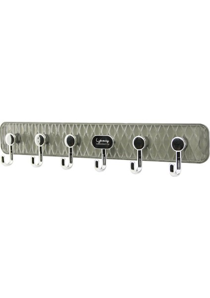 Delux Askı Mika Kristal Plastik Tabanlı 6 Kollu= Tak Çıkar Yapışkanlı Montaj 6 x 42 cm (4767) - Lisinya
