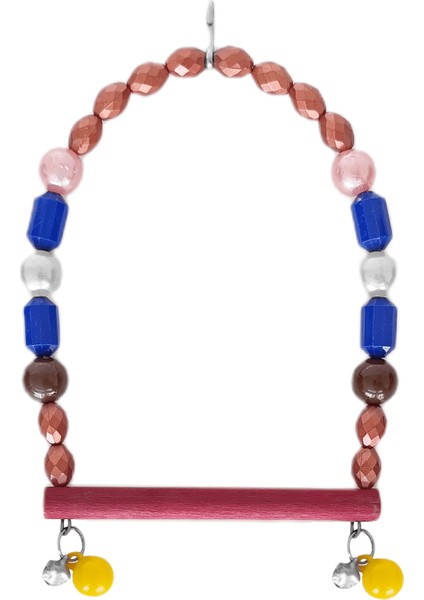Ahşap Tünekli Papağan ve Muhabbet Kuşu Salıncağı 10-16 cm Mavi